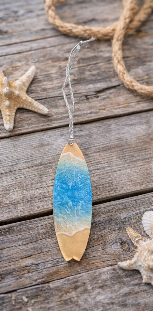 Ocean Surfboard Acrylic Holiday Ornament