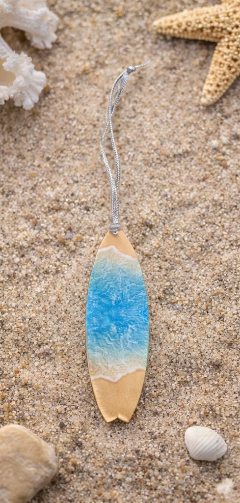 Ocean Surfboard Acrylic Holiday Ornament