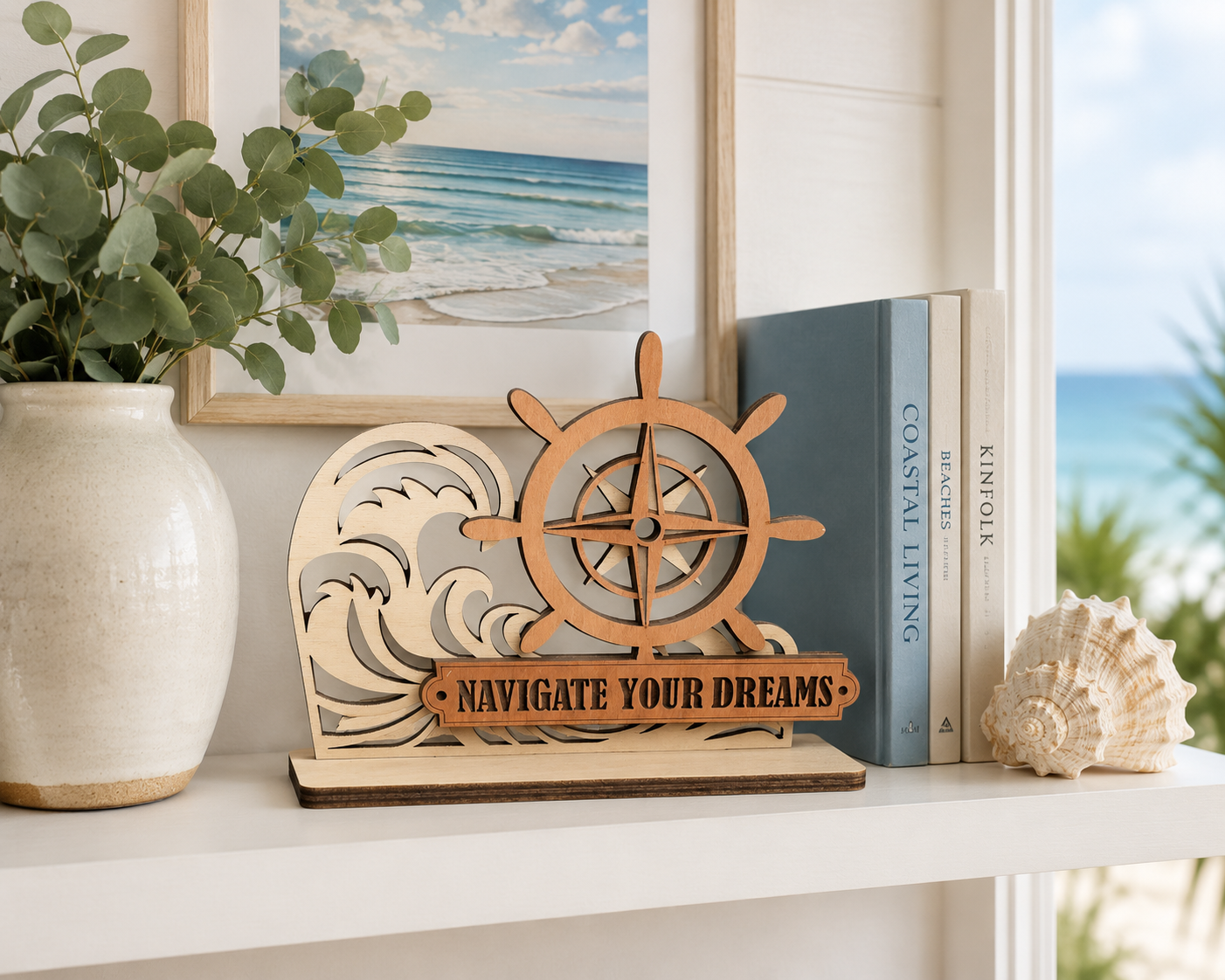 Counter Art - Multilayer Coastal Wood Art with Name Drop (Wholesale)