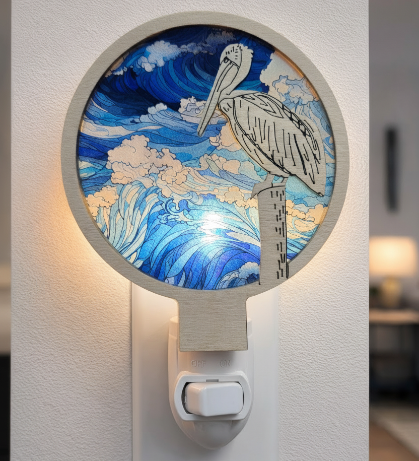 Pelican LED Night Light - Nursery Coastal Themed Decor Nightlight