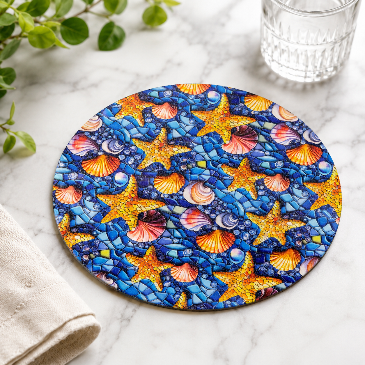 Starfish & Seashells Coasters (Set of 4)