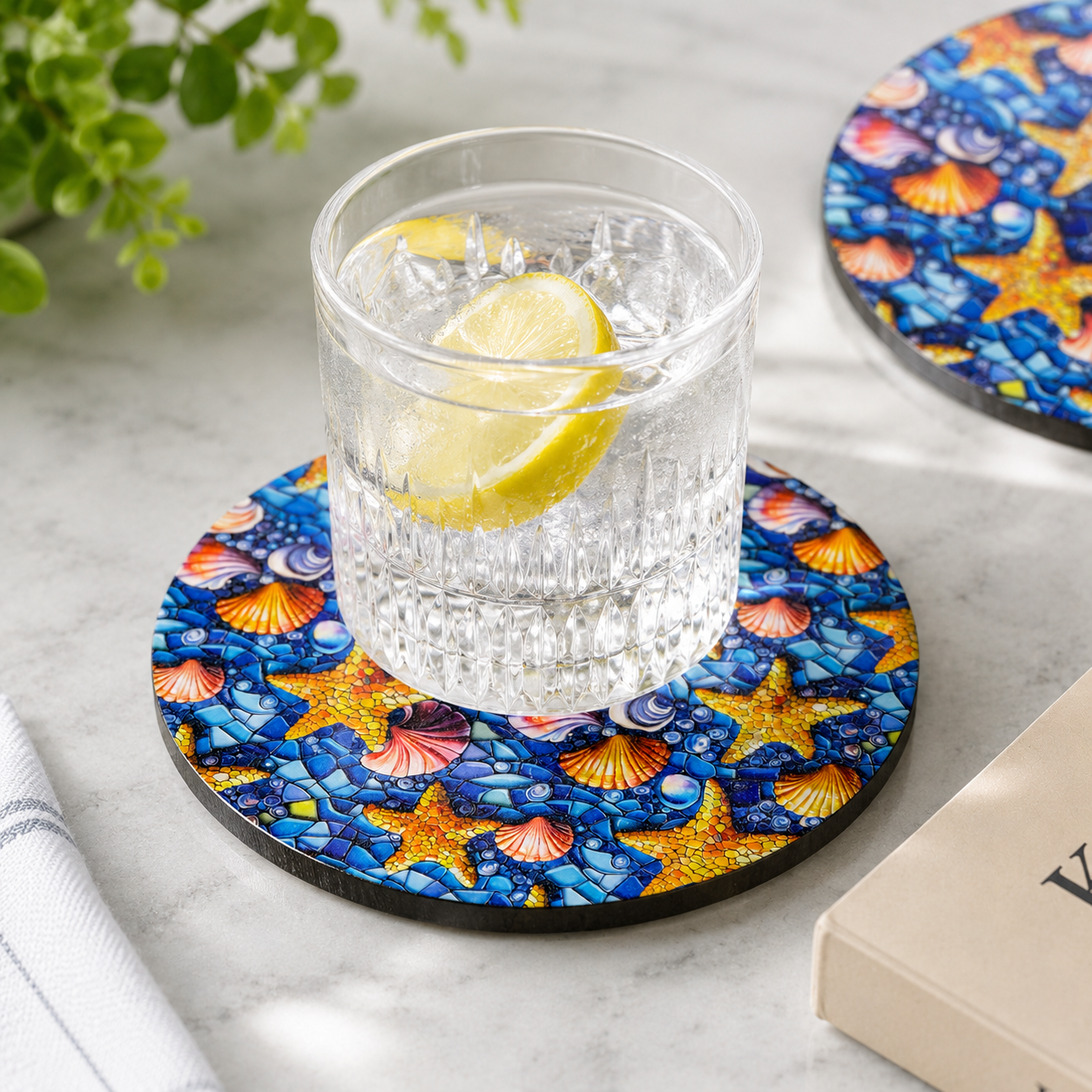 Starfish & Seashells Coasters (Set of 4)