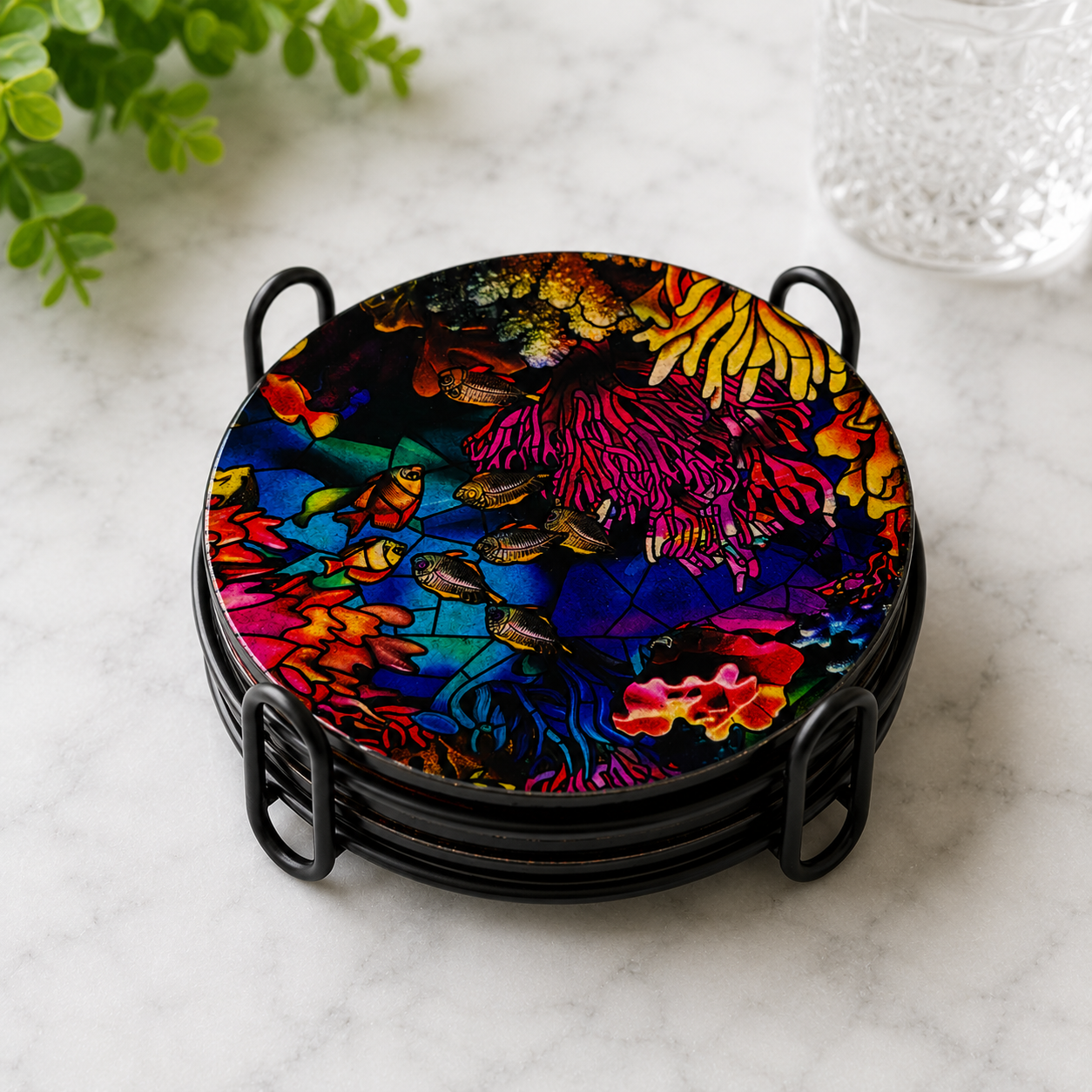 Under the Sea Coral Coasters (Set of 4)