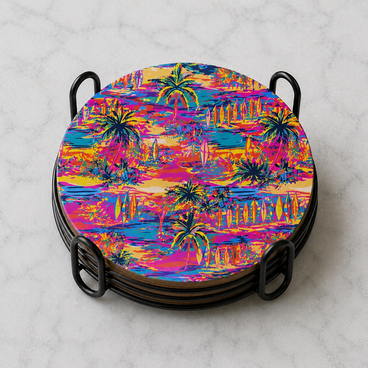Miami Style Tropical Coasters (Set of 4)