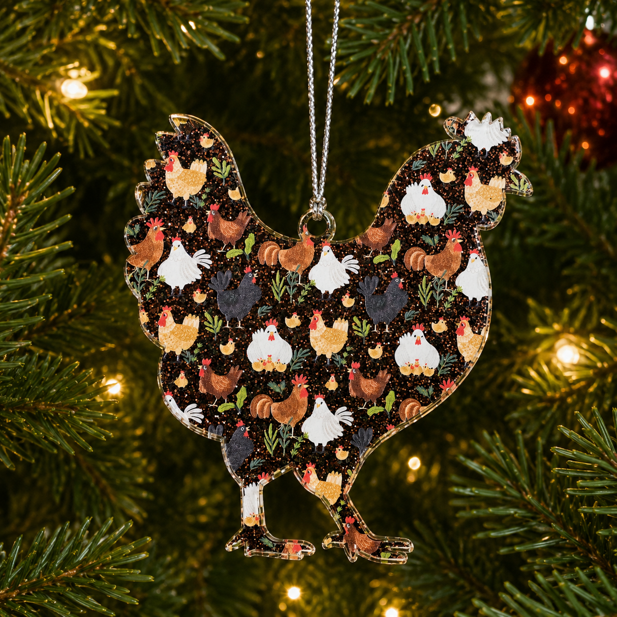 Chicken Farmhouse Holiday Ornament (Wholesale)