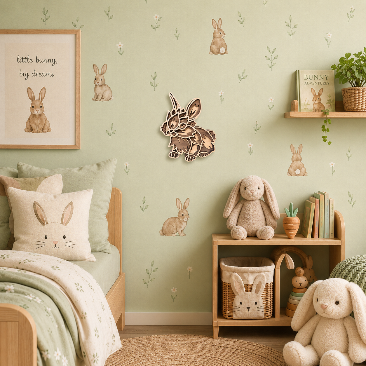Rabbit Multilayer Wood Wall Art (Wholesale)
