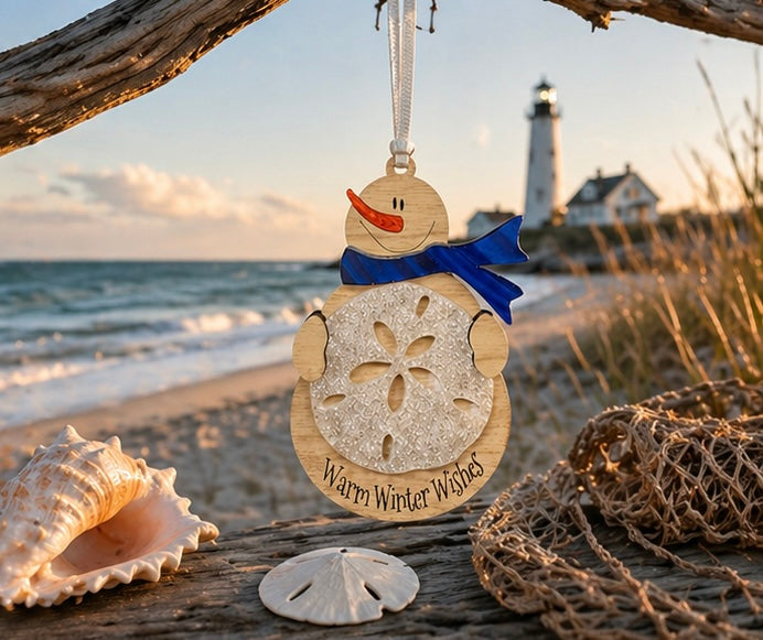 Tropical Snowman with Sand Dollar Ornament (Wholesale)