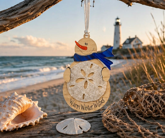 Tropical Snowman with Sand Dollar Ornament