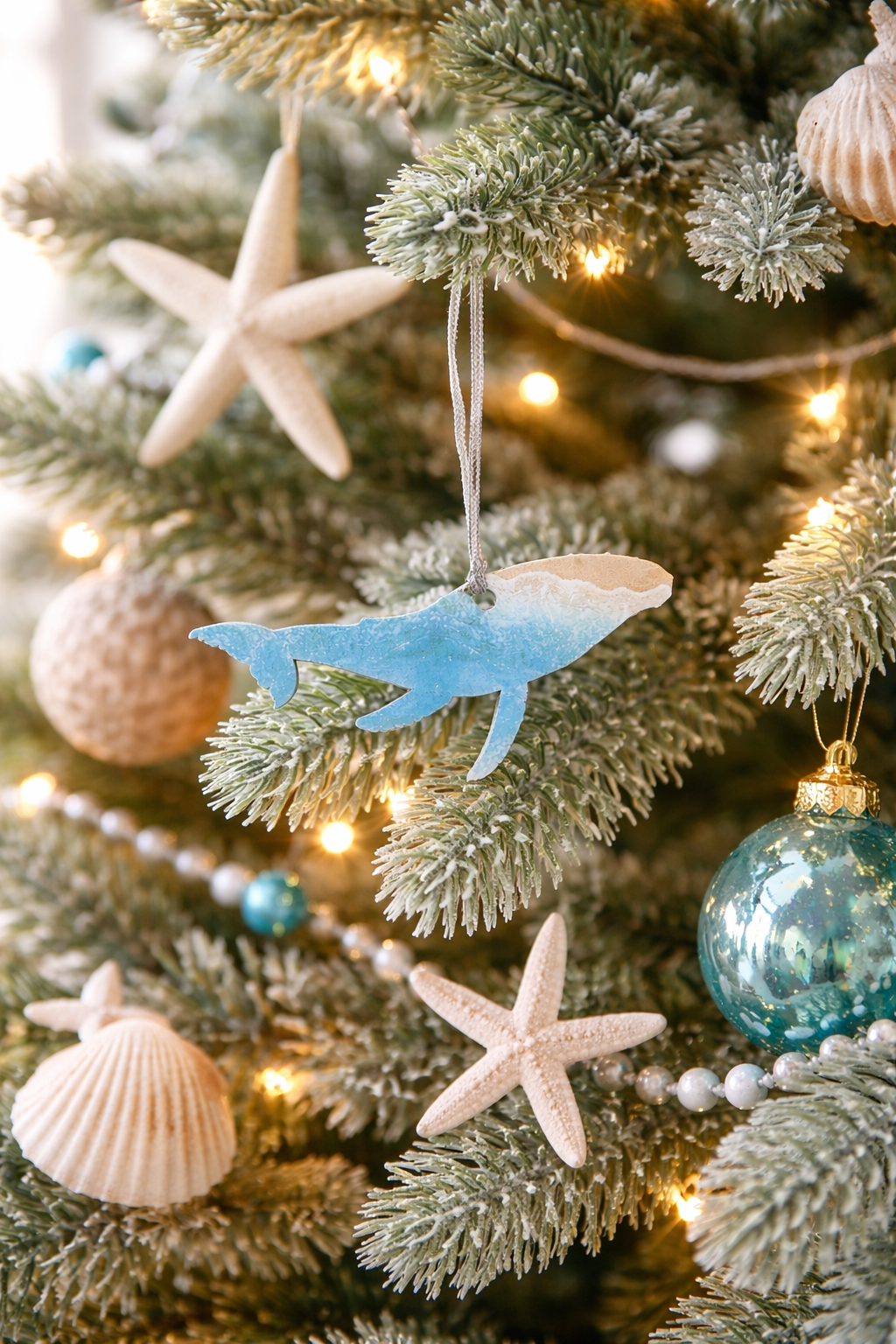 Ocean Themed Whale Christmas Holiday Ornament with Name Drop Included (Wholesale)