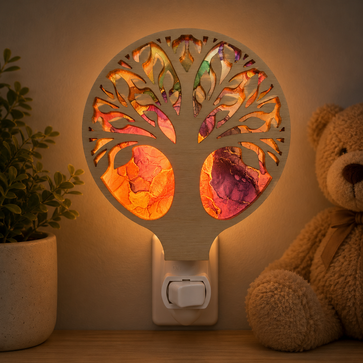 Tree of Life Wood LED Night Light