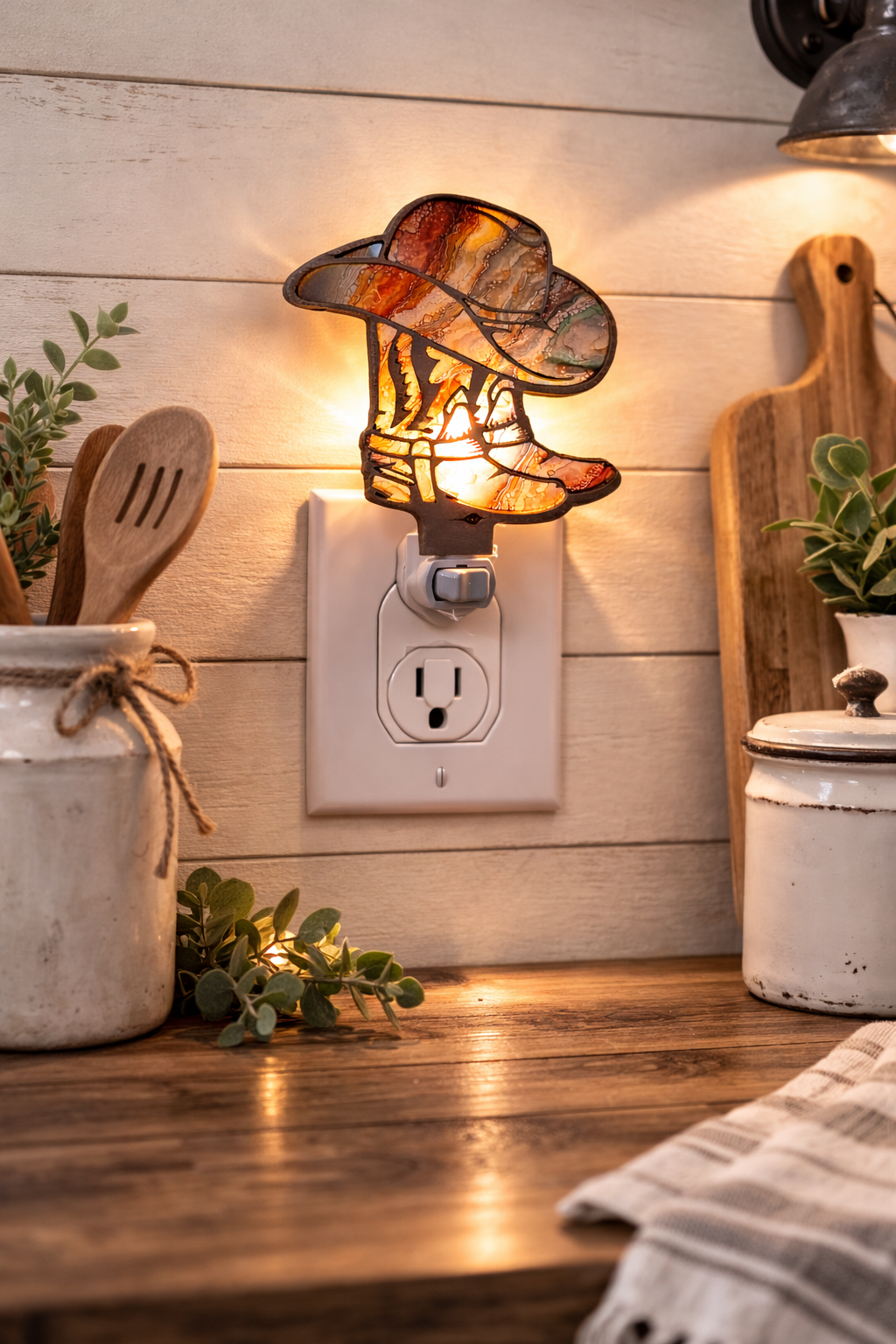 Cowboy Boots & Cowboy Hat LED Nightlight - Western Night Light