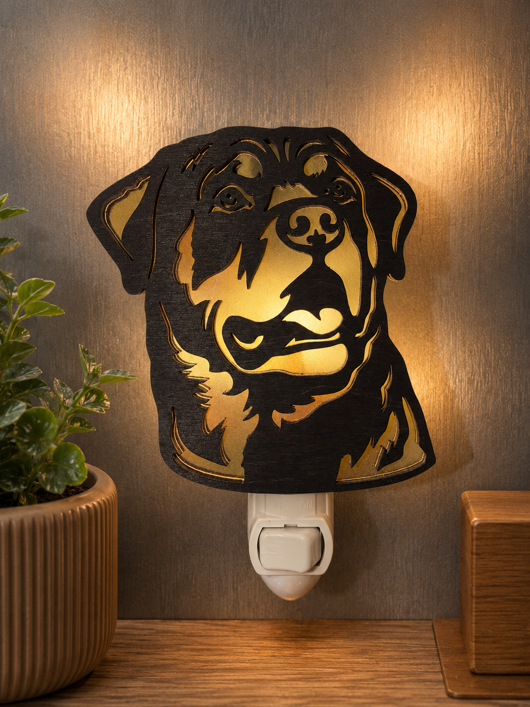 Rottweiler Wood LED Night Light