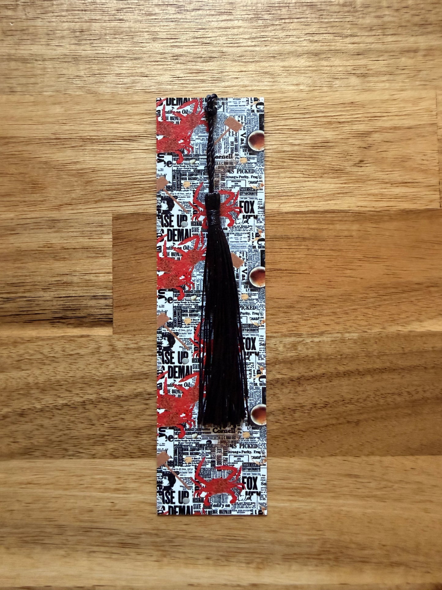Crab Newspaper Style Bookmark