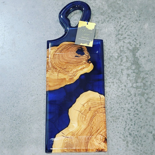 Olivewood + Epoxy Cheeseboard Serving Board - ’Blue Angel’ decorative trays