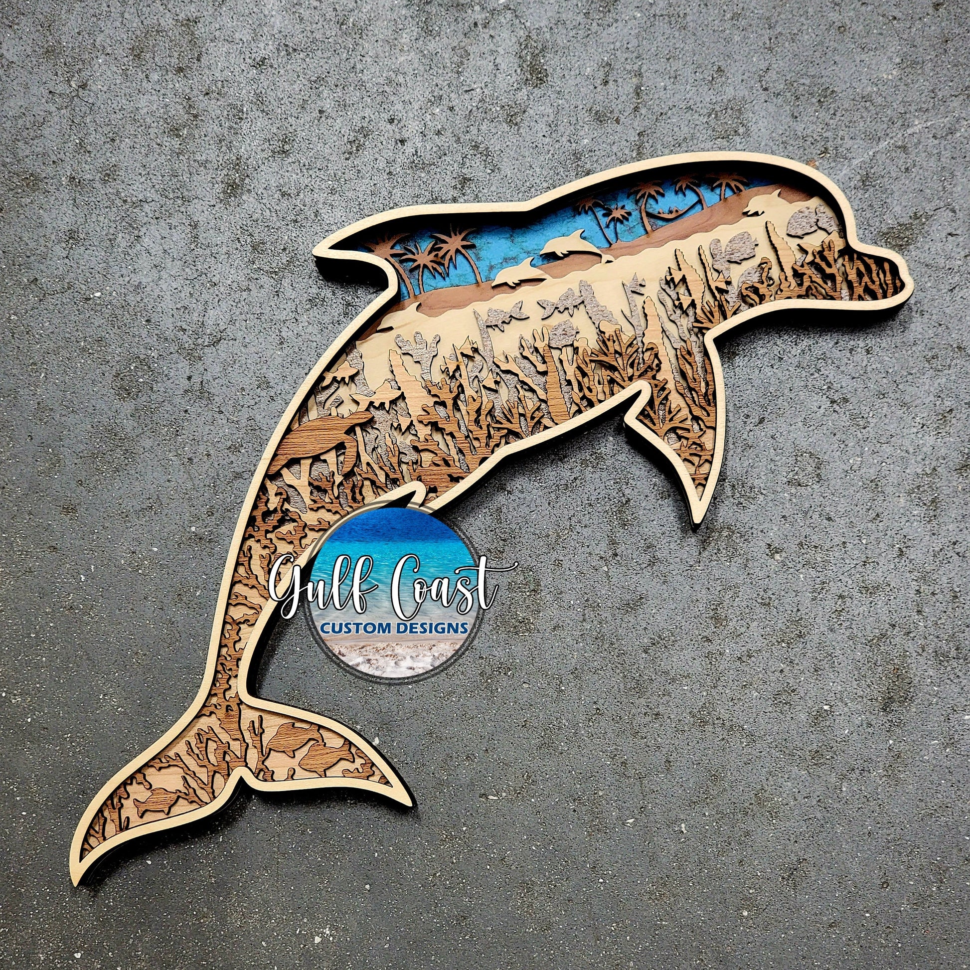 Dolphin Multi Layer Wood Art Wall Decor Artwork