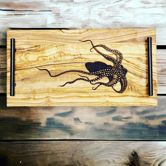 Octopus Olivewood Serving Tray