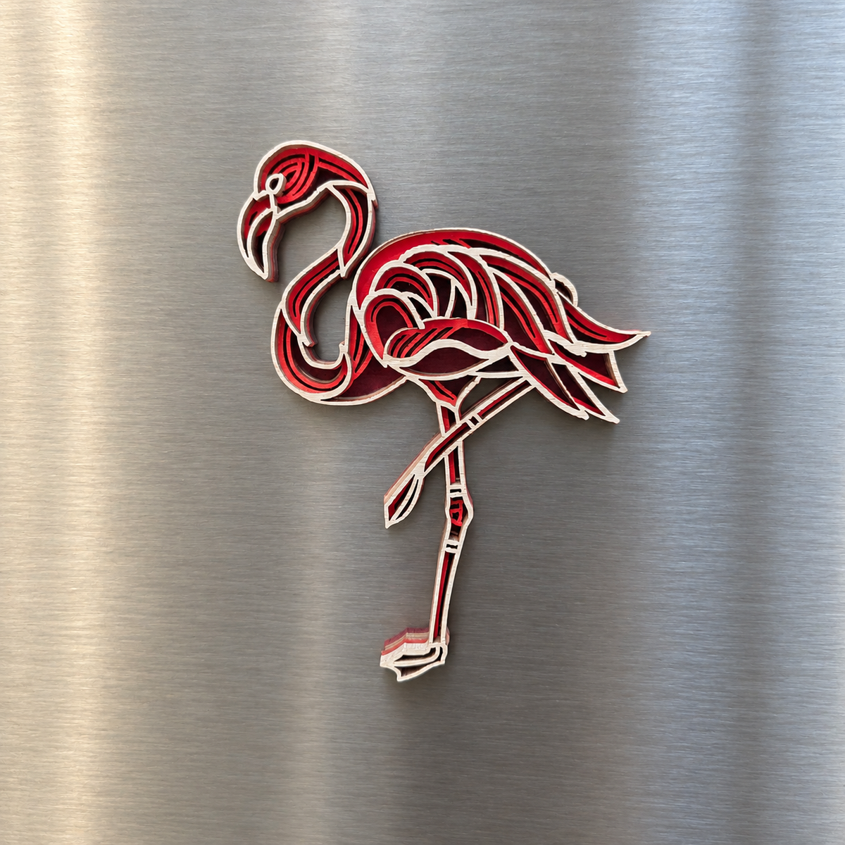 Flamingo Multi-layer Tropical Coastal Wood Magnet (Wholesale)