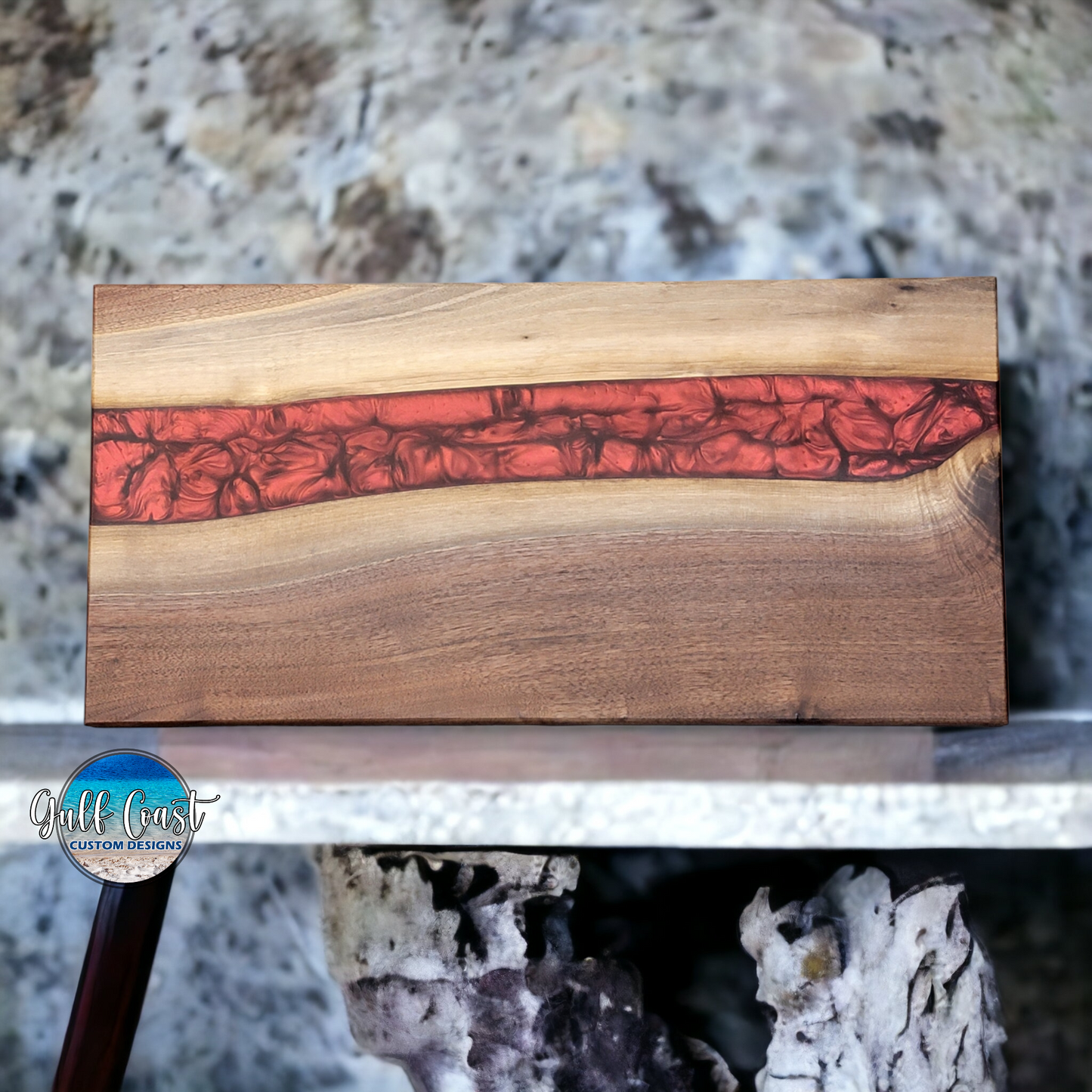 Walnut & Senshi Red Epoxy Charcuterie Serving Tray Board 12’’ x 24’’ - Serving Trays