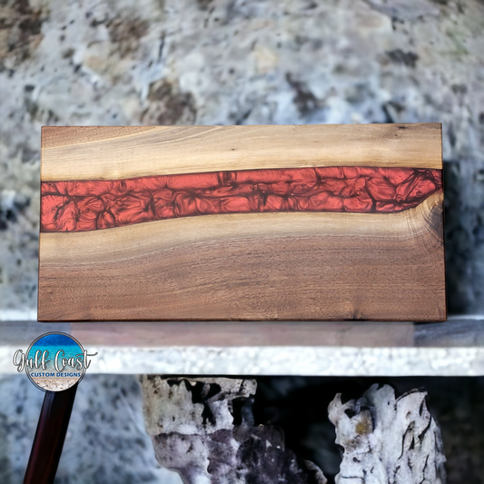 Walnut & Senshi Red Epoxy Charcuterie Serving Tray Board 12’’ x 24’’ - Serving Trays