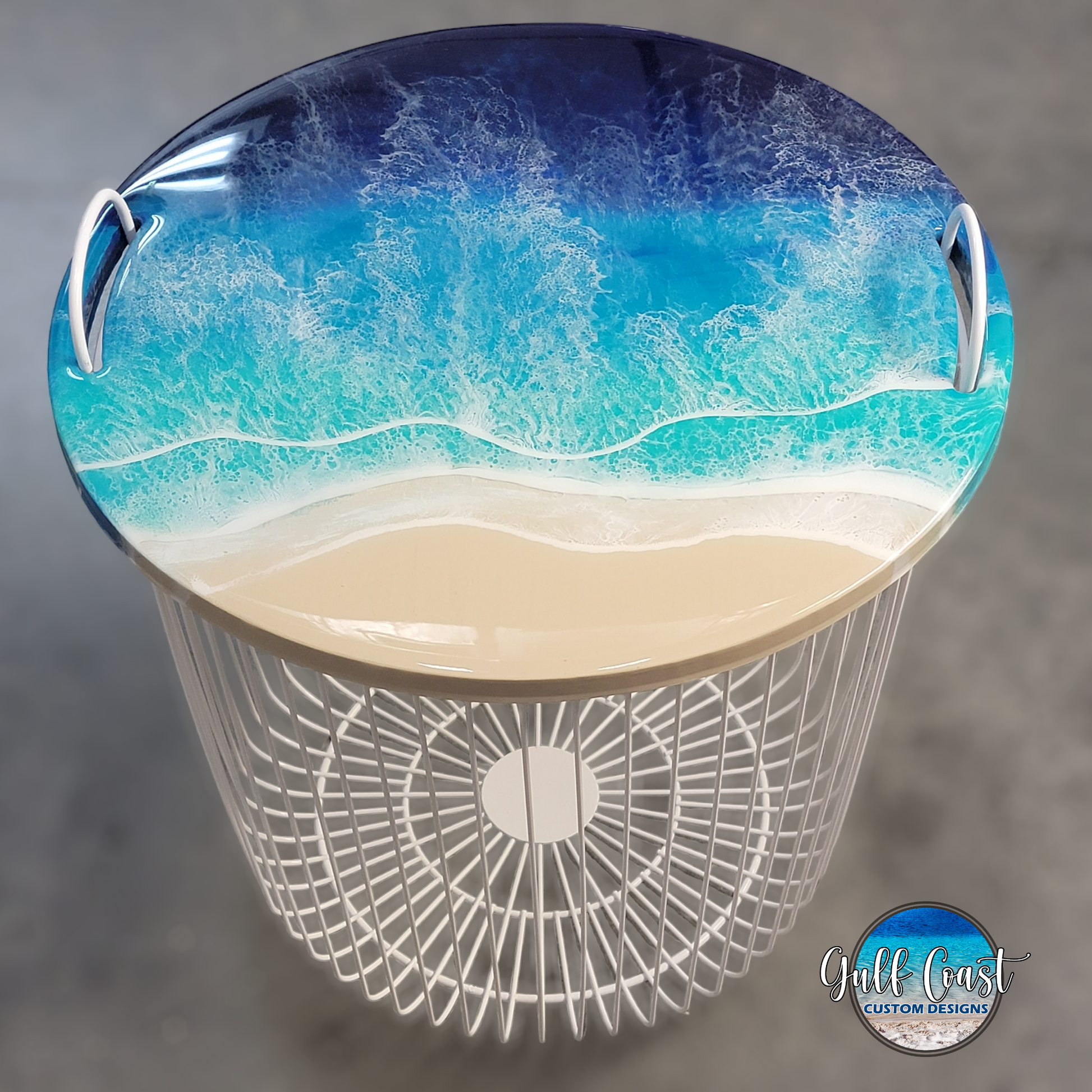 Beach Themed Towel Basket - Side Table- Serving Tray 19’’ x 17’’ Basket