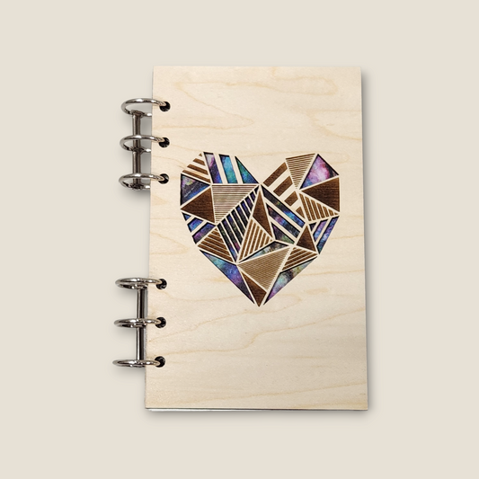 Wood Heart Design Refillable Notebook Journal - Refillable A6 Paper