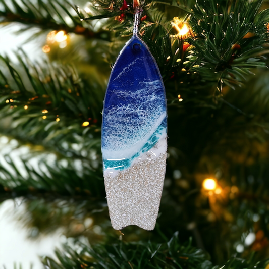 Surfboard Ocean Resin Christmas Holiday Ornament