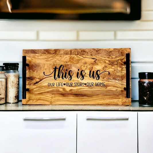 "This Is Us" Olivewood Charcuterie Serving Tray