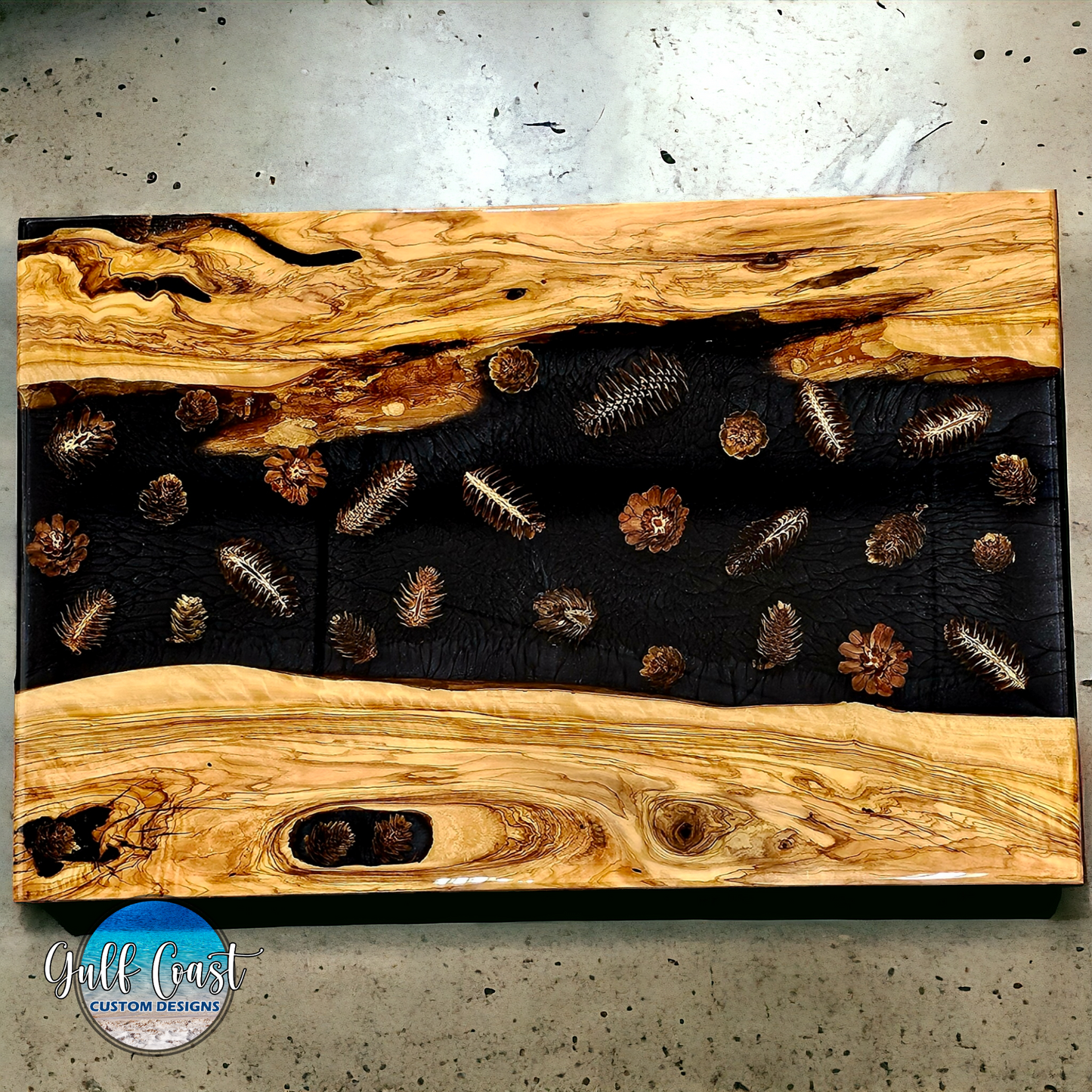 Olivewood Pine Cone Infusion 16" x 24" Charcuterie Platter Board - Art Kitchen Decor