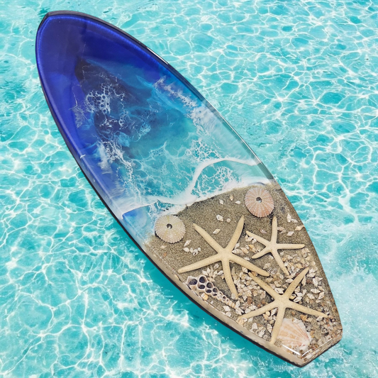 Epoxy Surfboard Art Sand Shells Starfish Driftwood