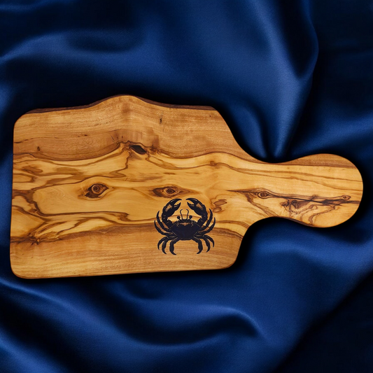 Olivewood Blue Crab Inlay Resin Art Charcuterie Cheese Board Serving Tray