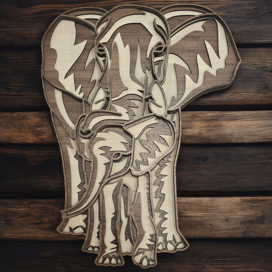 Handcrafted Multi-Layer Elephant Wood Wall Art – Unique Home Decor & Gift Idea