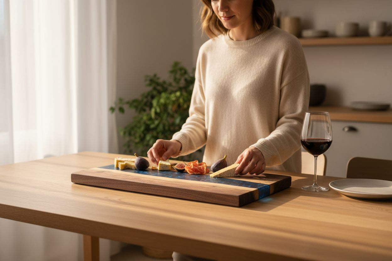 Handcrafted Walnut & Blue Resin Charcuterie Cutting Board – Custom Sarasota Woodwork cutting boards