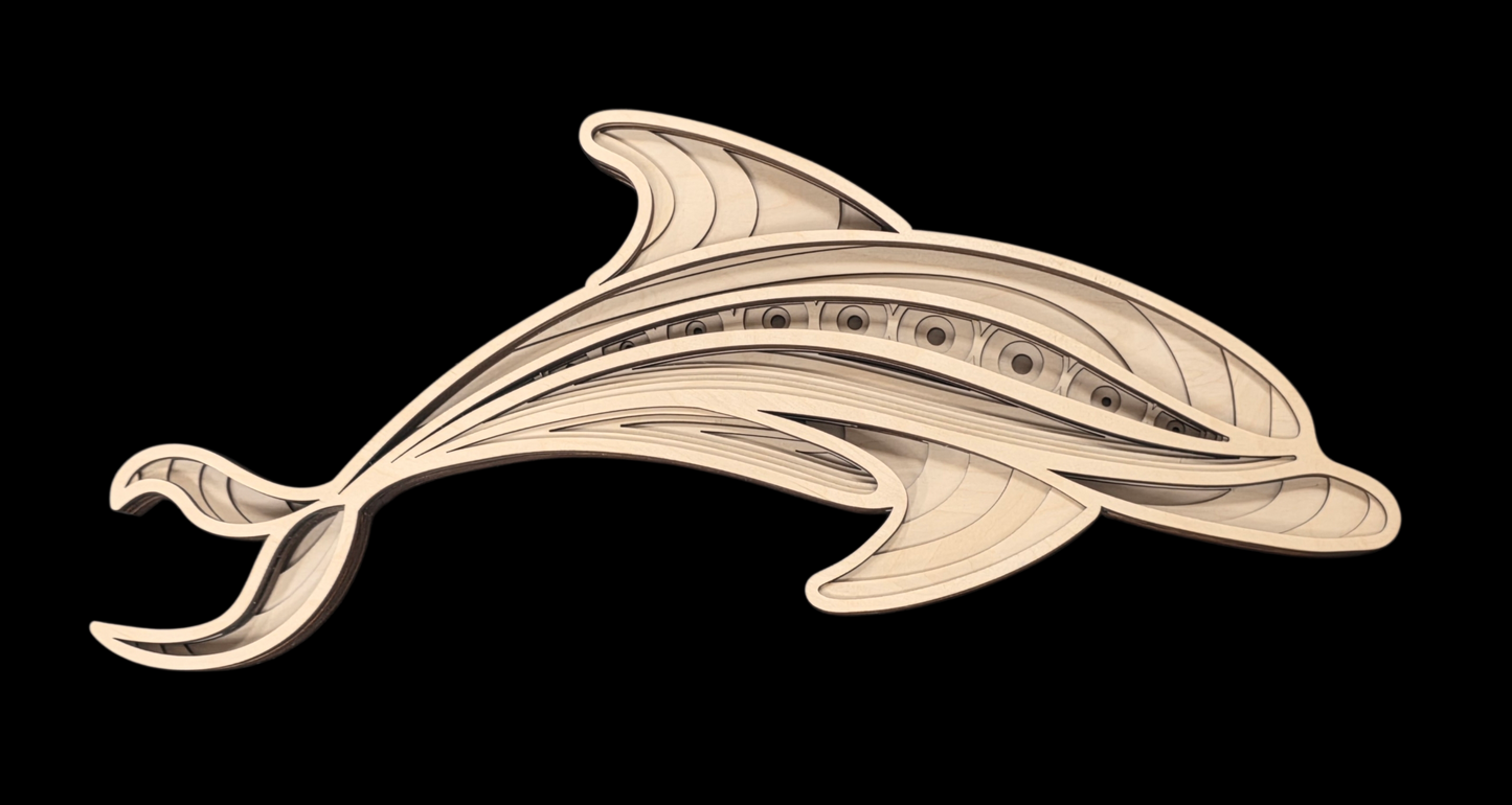 Dolphin Coastal Themed Wall Art & Home Decor Multilayer Birch Art