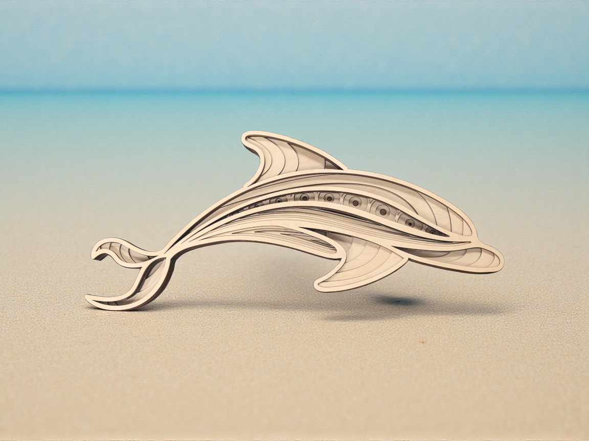 Dolphin Coastal Themed Wall Art & Home Decor Multilayer Birch Art