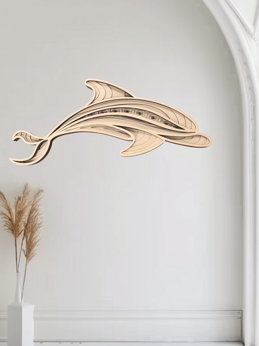 Dolphin Multilayer Wood Wall Art (Wholesale)