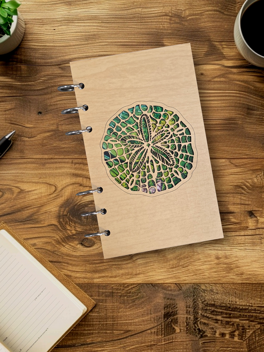 Sand Dollar A6 Refillable Wood Notebook Journal