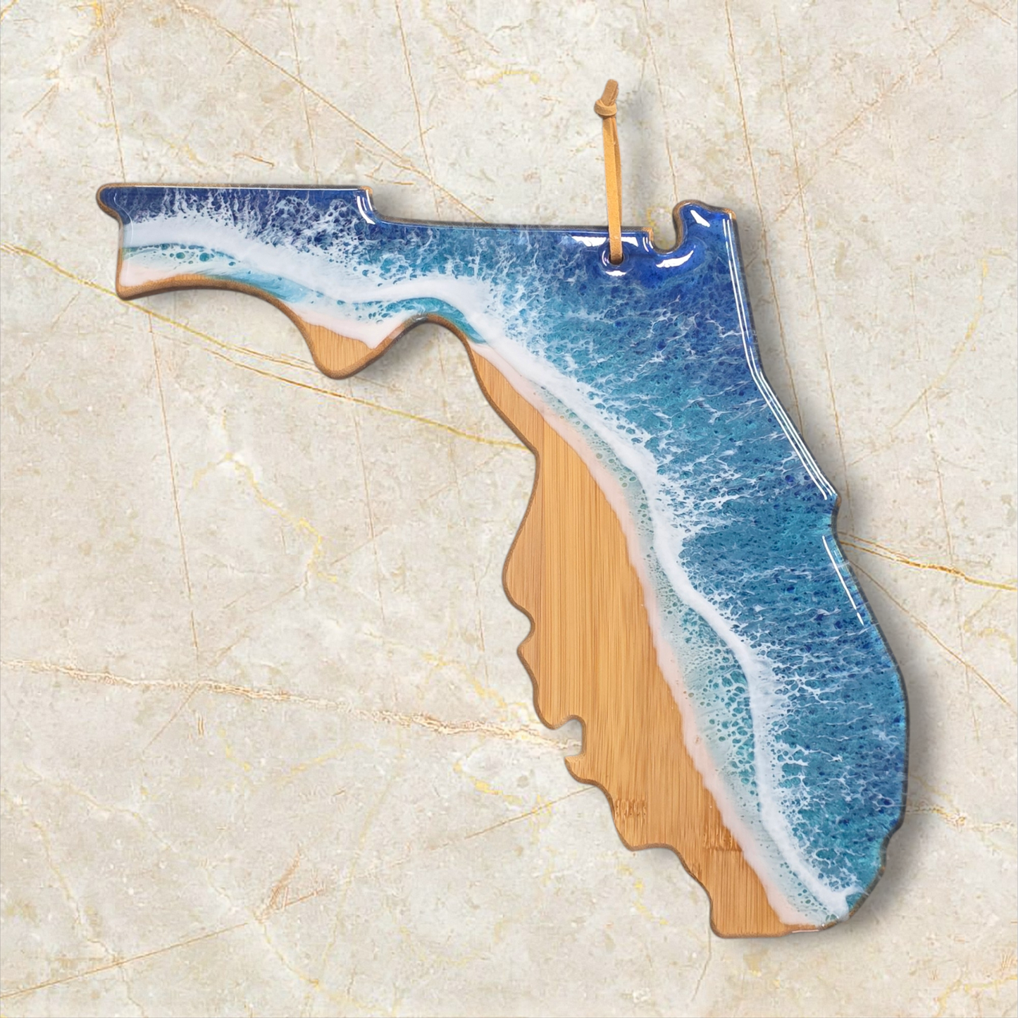 Florida Bamboo Cutting Board with Ocean Resin Design
