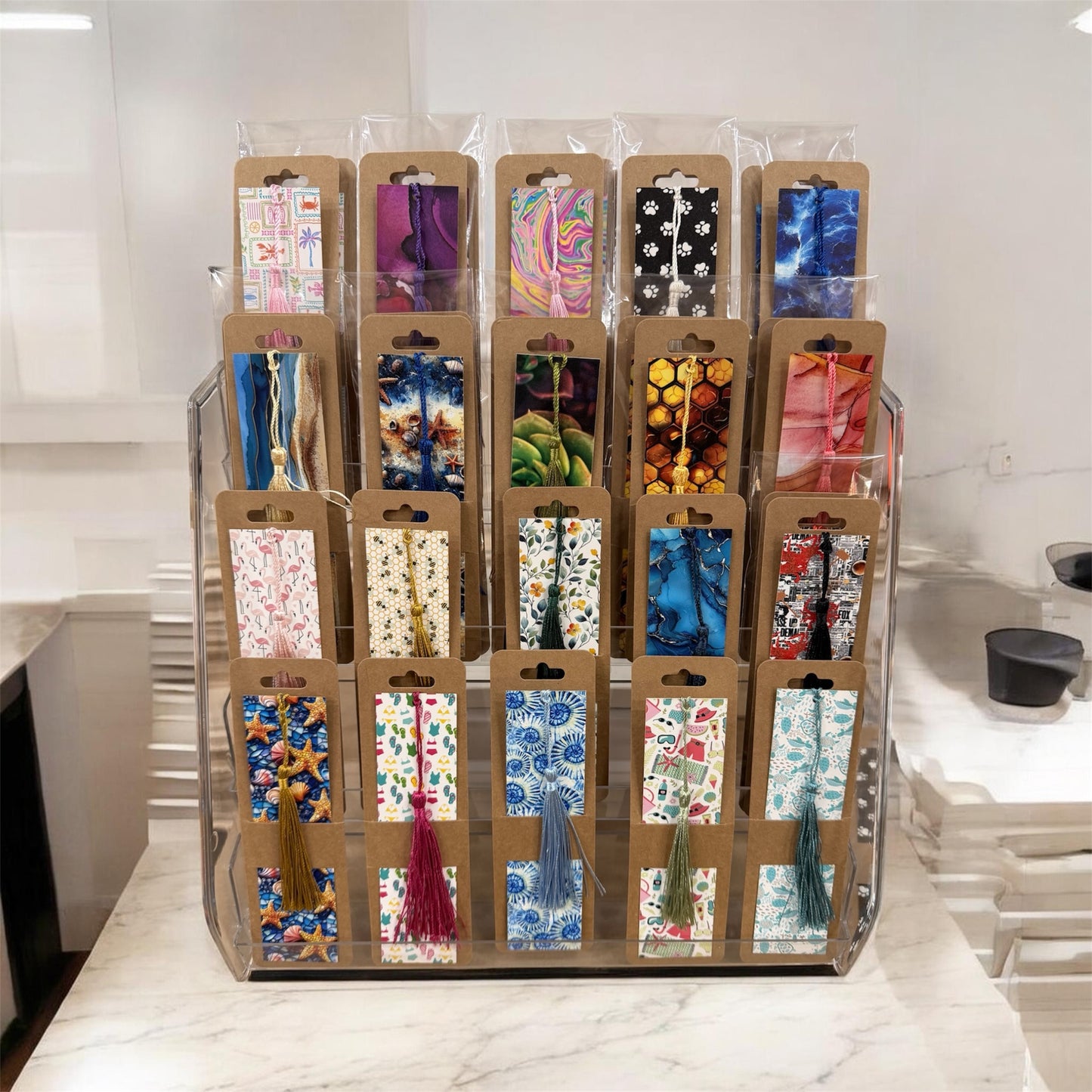 Bookmark Display Stand Set - 20 designs - 120 bookmarks