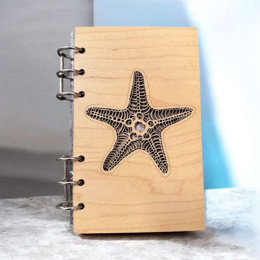 Starfish A6 Refillable Wood Notebook Journal