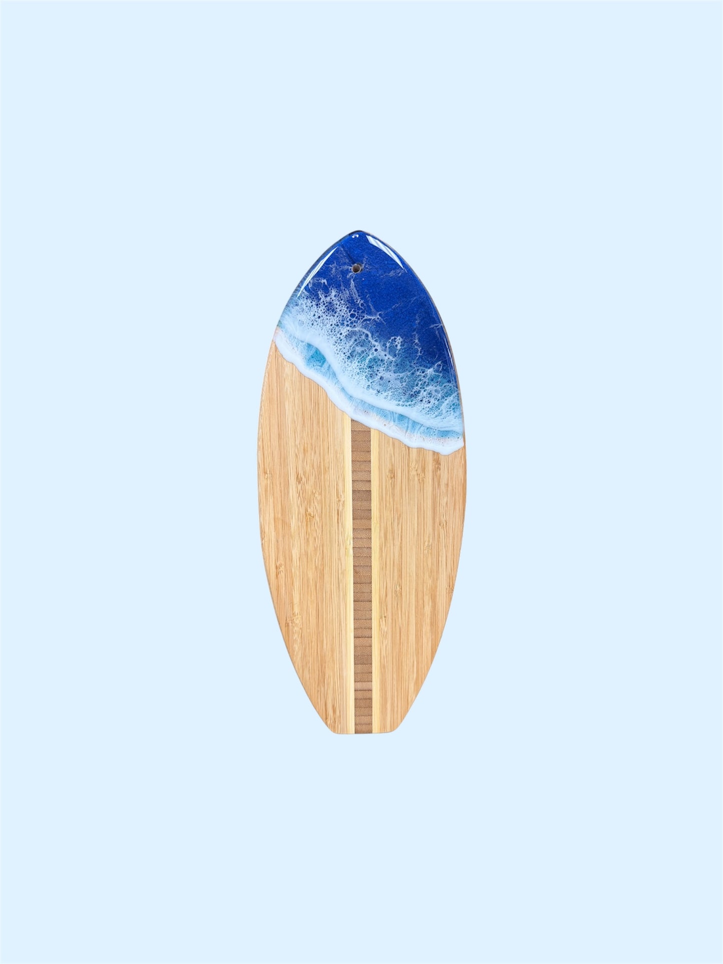 Surfboard Bamboo Cutting Board with Ocean Resin Design (Wholesale)