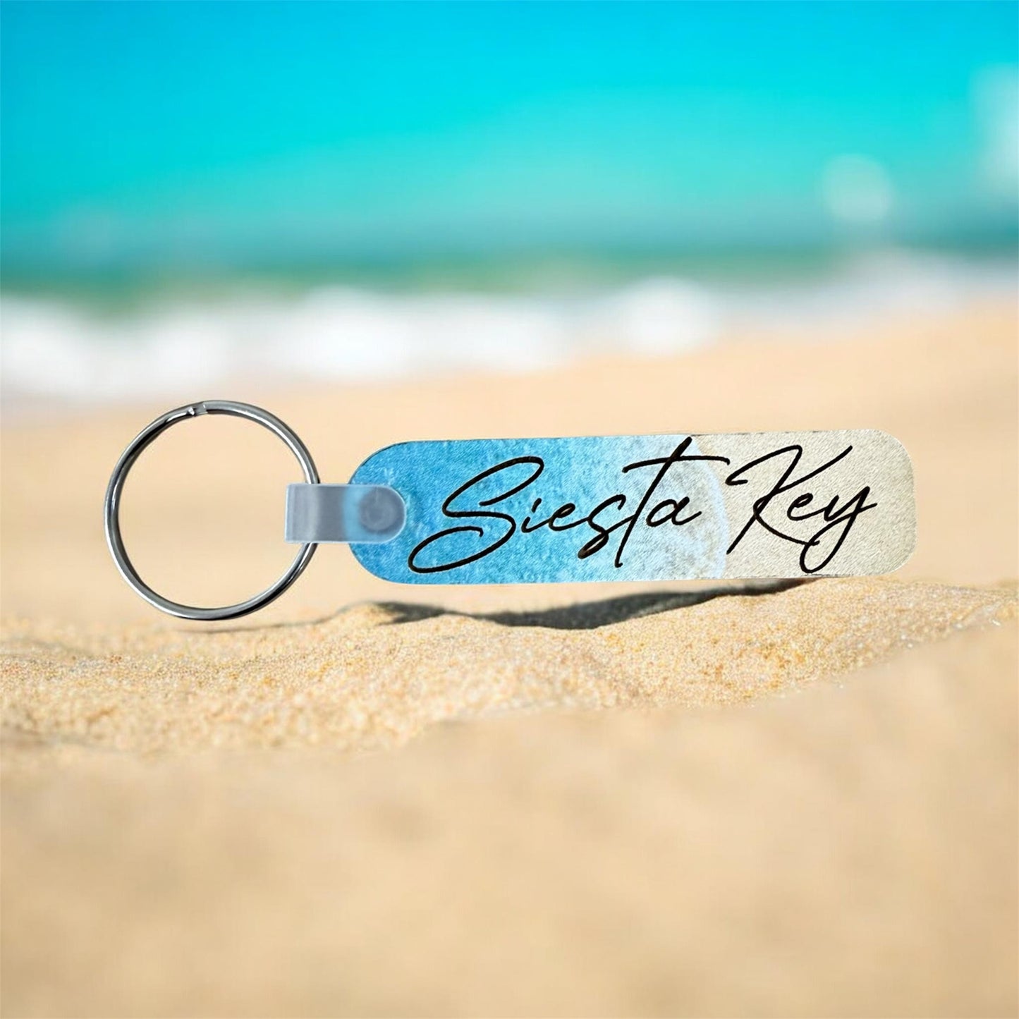 Beach Vibes Keychain with Name Drop Rectangle or Circle Design (Wholesale)