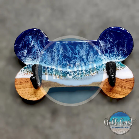 Acacia Wood Ocean Resin Dog Leash Holder