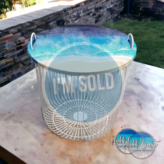 Beach Themed Towel Basket - Side Table- Serving Tray 19’’ x 17’’ Basket