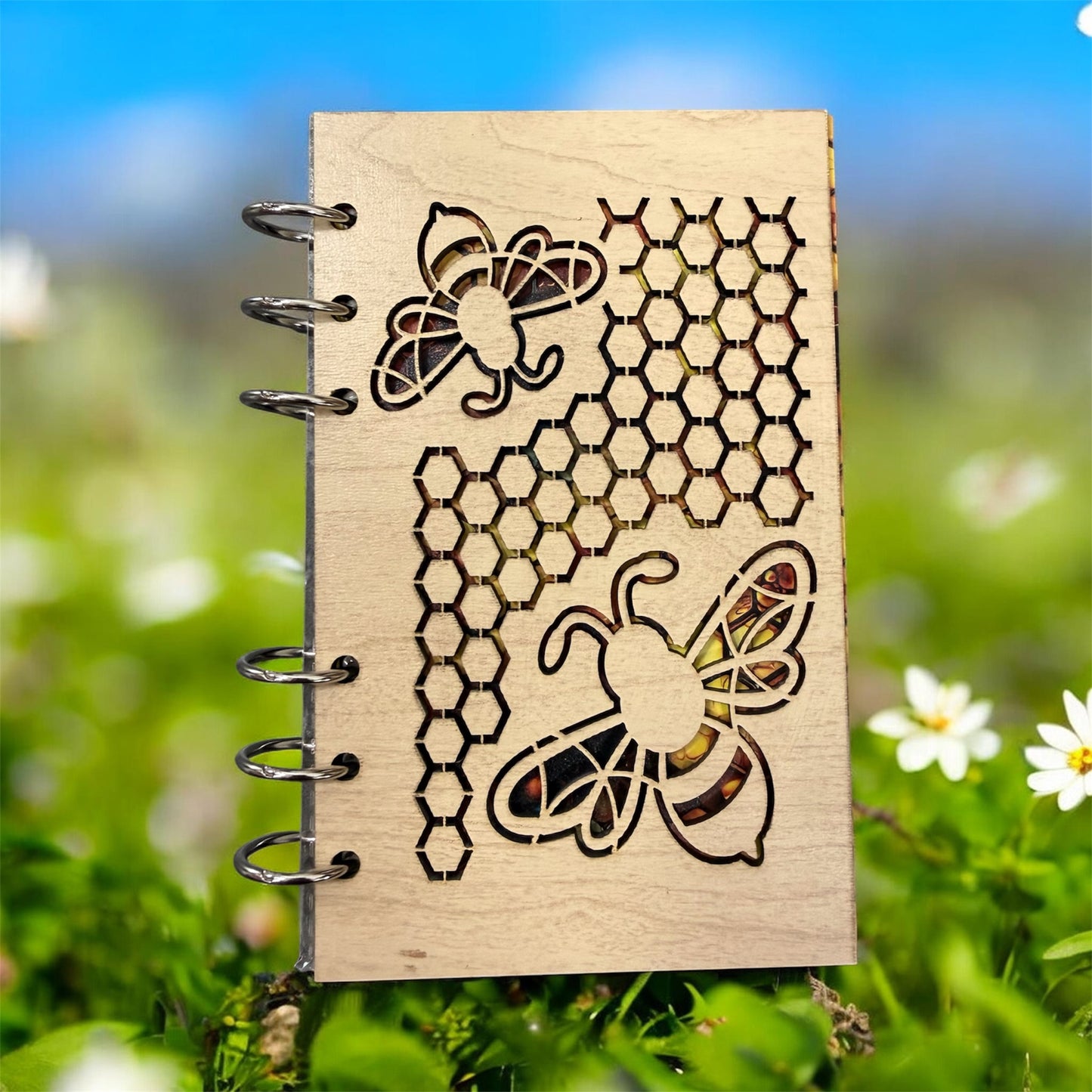 Honey Bee A6 Refillable Wood Notebook Journal