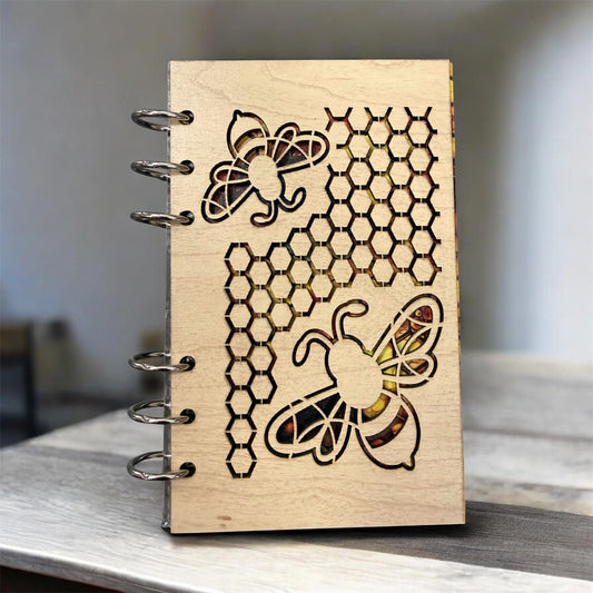 Honey Bee A6 Refillable Wood Notebook Journal