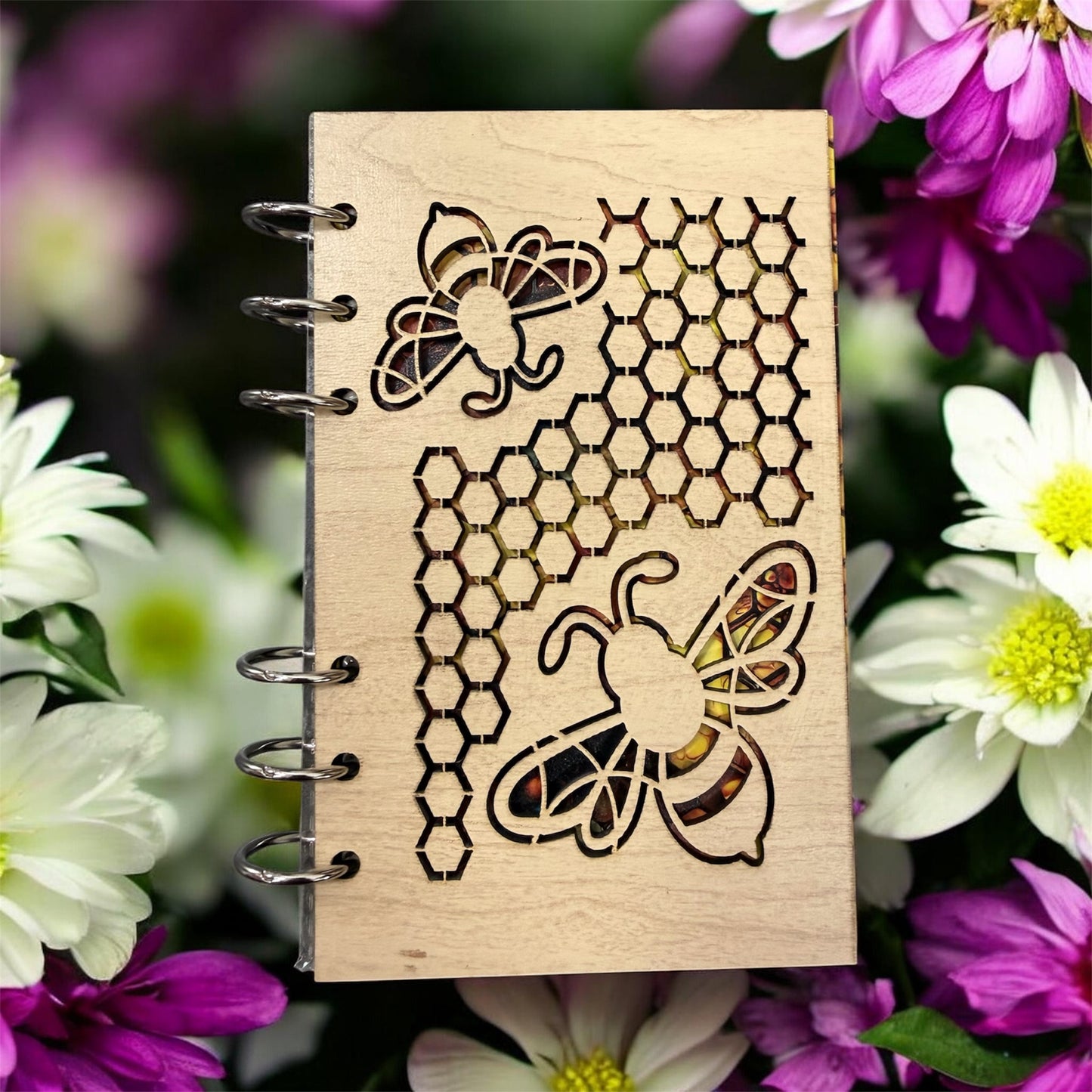 Honey Bee A6 Refillable Wood Notebook Journal