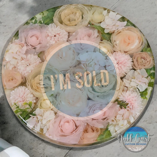 Custom Floral Lazy Susan epoxy art