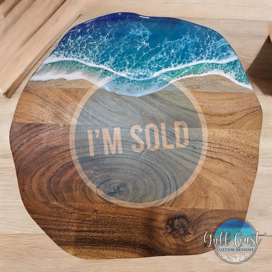 Custom Ocean Resin Lazy Susan - Acacia Wood lazy susan