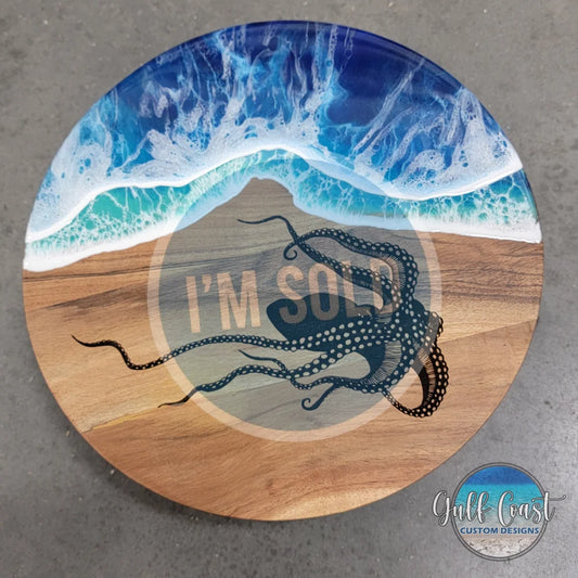 Custom Octopus Ocean Wave Resin Design