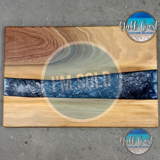 ’Dazzle Me Midnight’ - Walnut & Epoxy Food Safe Charcuterie Serving Tray cutting boards